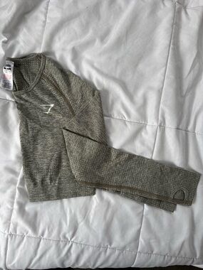 Gymshark Green Marl Cropped Long Sleeve T-Shirt